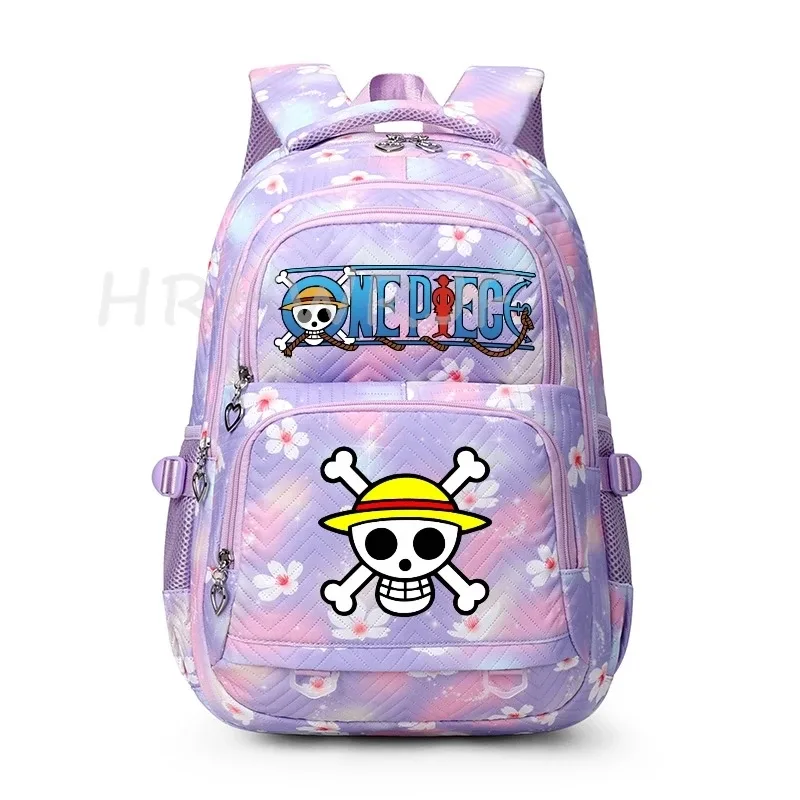 sacs à dos anime one piece légers avec fermoir, imprimé violet monkey d luffy, pour garçons et filles, grande capacité, pour adolescents, ordinateur portable, école, voyage, mochila