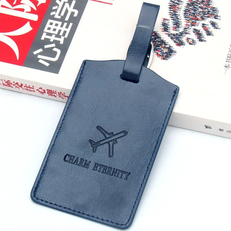 étiquette de bagage créative en cuir épais pour carte d'embarquement d'avion, étiquette de bagage pour valise de voyage, étiquette de bagage mignonne, étiquette nominative et d'adresse