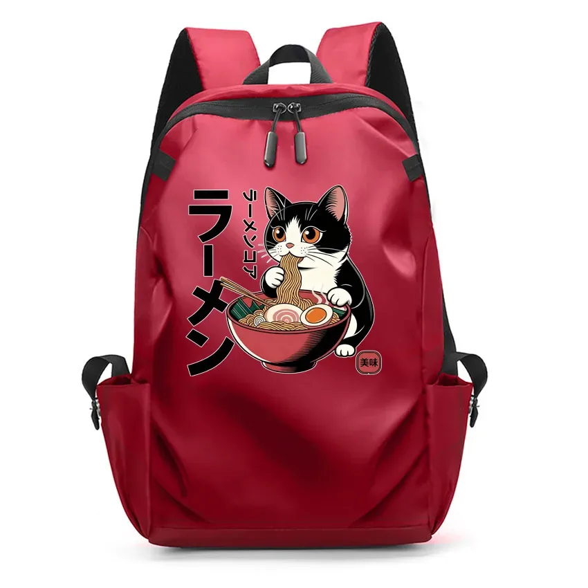 ordinateur portable usb sac à dos sac d'école drôle dessin animé ramen chat motif imprimé sac à dos sac à dos hommes femmes loisirs sac à dos