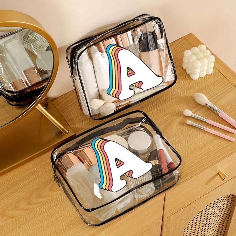 bouquet a-z sac de rangement de voyage sacs à cosmétiques étuis transparents imperméables en pvc sac de lavage en plastique à fermeture éclair de grande capacité portable