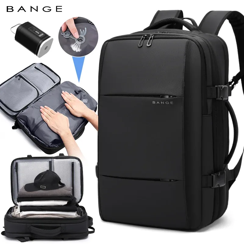 bange – sac à dos de voyage extensible pour hommes, avec compression sous vide, pour ordinateur portable de 17 pouces, grand sac à dos d'école d'affaires pour la randonnée