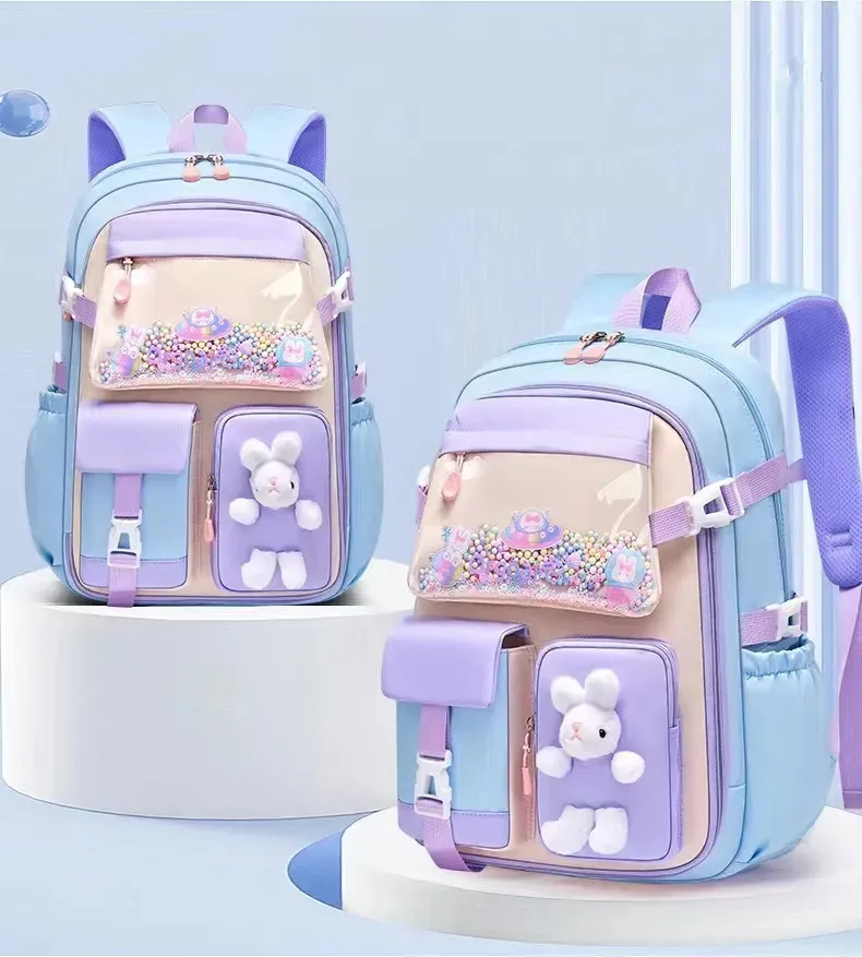 sac à dos adorable en forme de lapin pour adolescentes, cartable mignon de dessin animé pour filles de l'école primaire, sac à dos de voyage en 2 tailles pour les élèves de la 1ère à la 9ème année