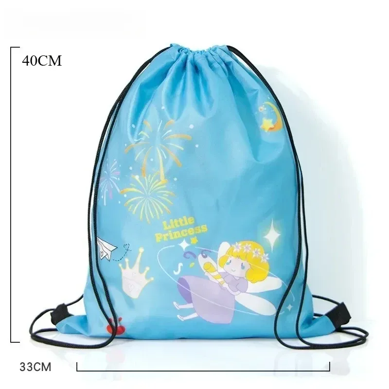 sac à dos à cordon de serrage avec imprimé espace et dessin animé, sac de sport de grande capacité, sac de rangement de voyage imperméable