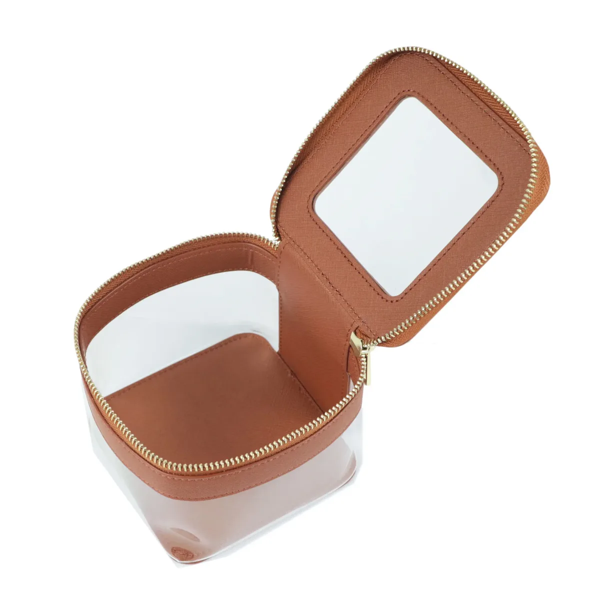 sac à cosmétiques en cuir saffiano avec lettres personnalisées, étui de rangement de maquillage transparent en pvc tpu, organisateur de rouge à lèvres de voyage, sac à cosmétiques
