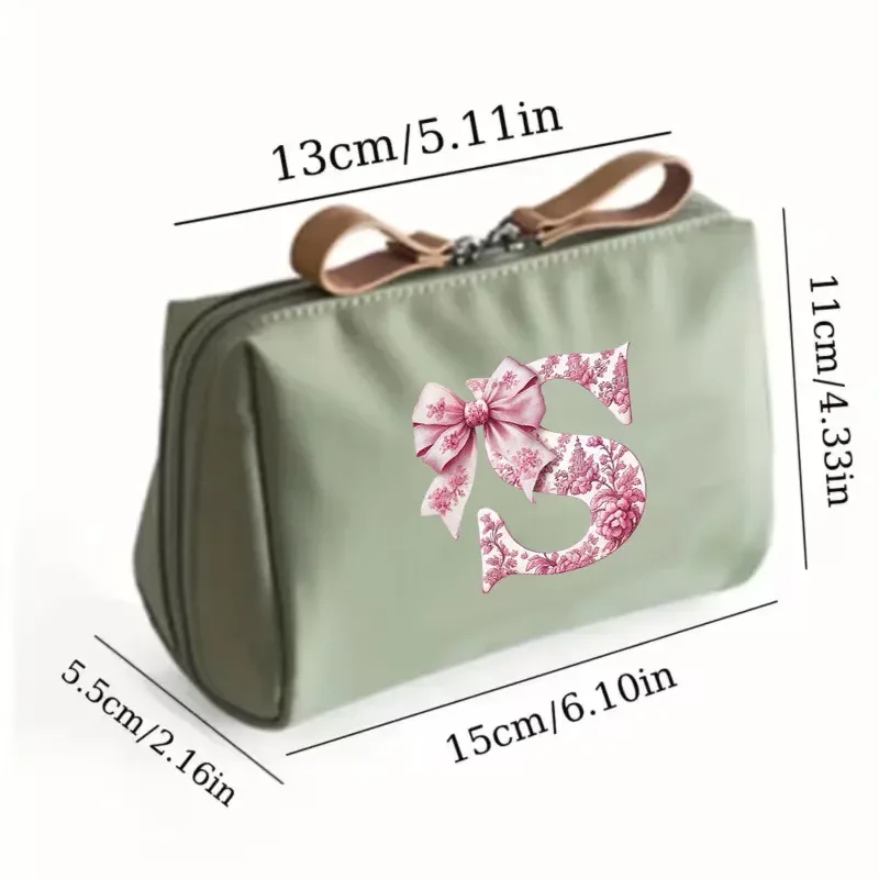 Sac à main pour femme avec 26 lettres florales en forme de nœud, trousse de maquillage, sac de rangement, cadeau de la saison de la rentrée scolaire, Saint-Valentin, anniversaire