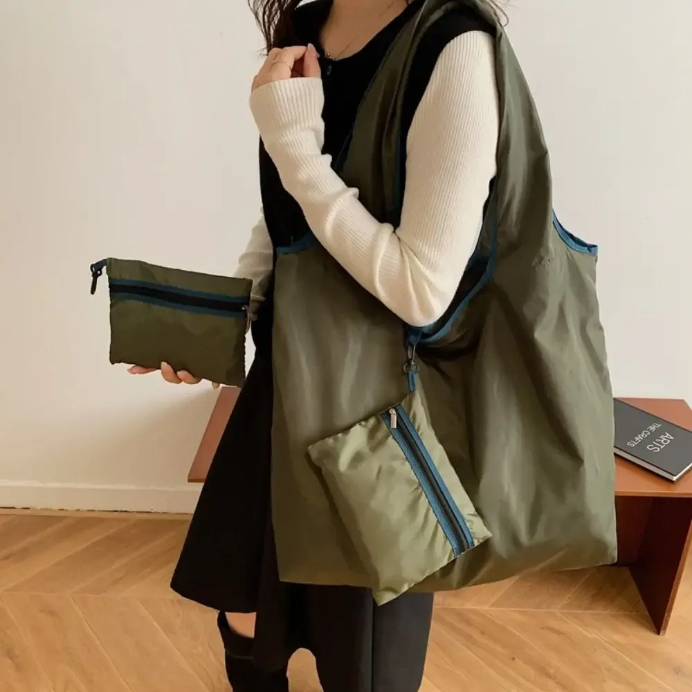 sac pliable ~ sac à main pliable, sac de shopping imperméable, sac de rangement pour épicerie, grande capacité, portable, écologique.