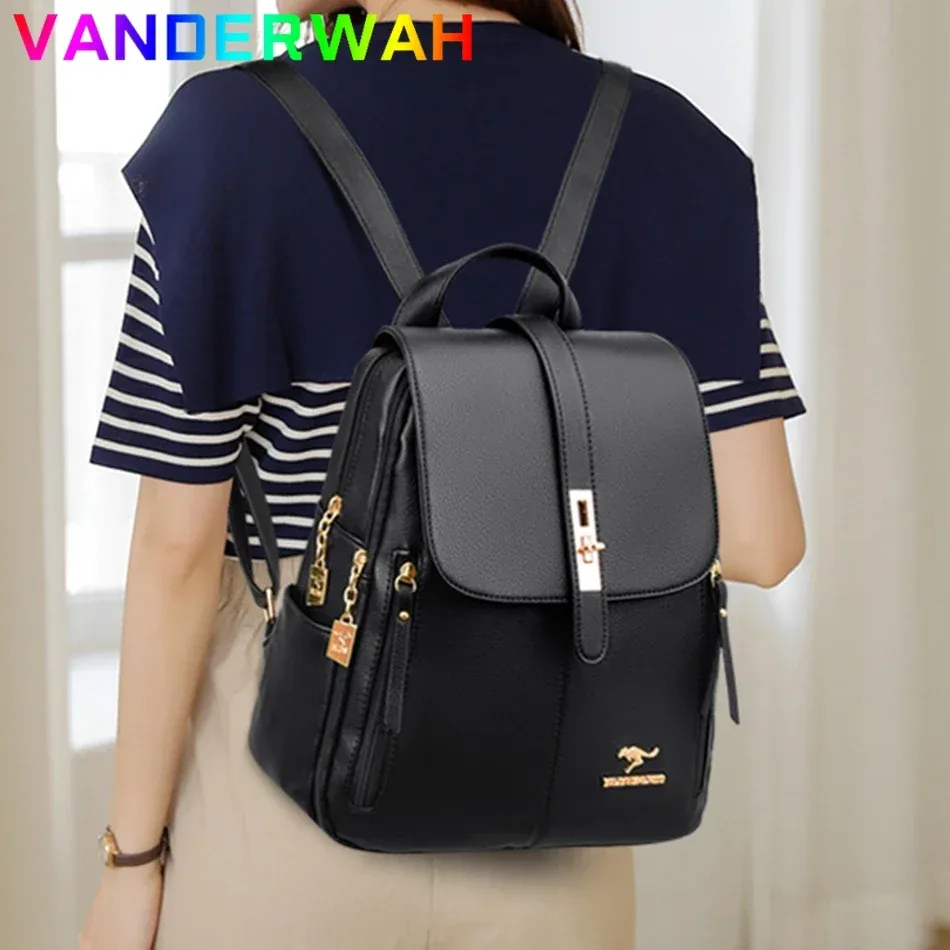 sac à dos de marque en cuir véritable pour femmes, sac à dos de haute qualité pour filles, sacs d'école, sac à dos de voyage pour dames, sac à dos