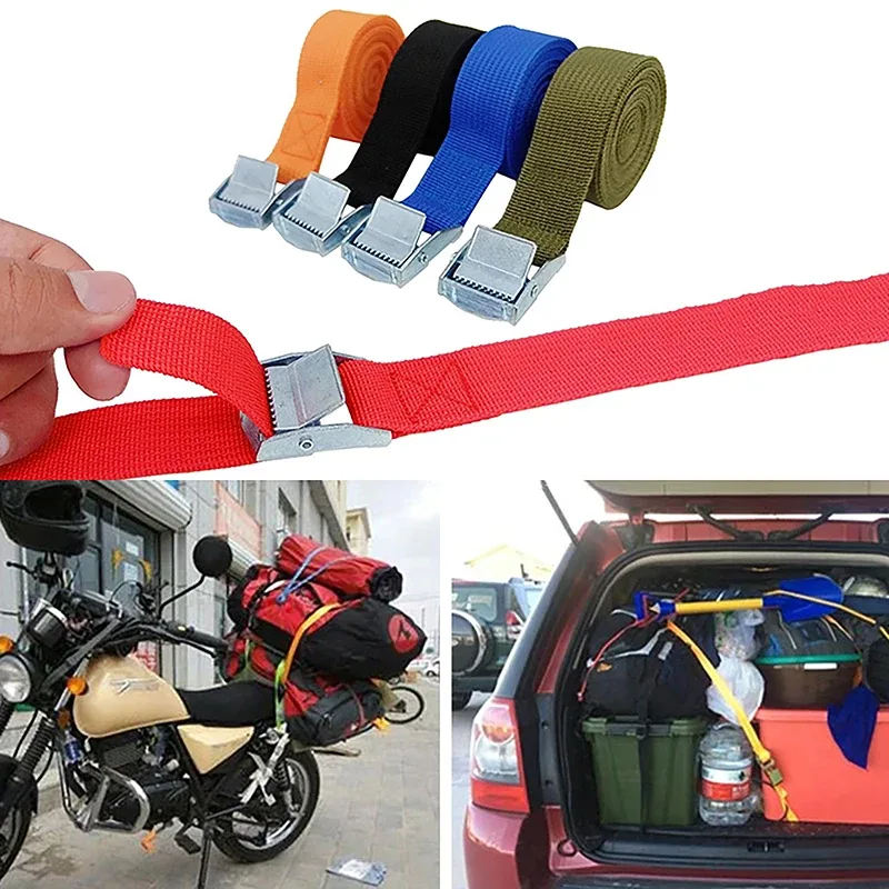 sangles de chargement de 5m avec boucle, ceinture d'arrimage pour moto, voiture, vélo, corde de remorquage en métal, ceinture de fixation à cliquet solide pour sac à bagages