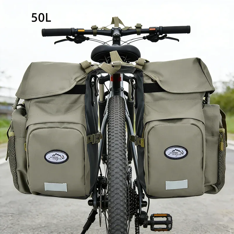 2026 sac de vélo 50L Nylon vélo support arrière coffre vélo bagages siège arrière sacoche réfléchissant cyclisme stockage vélo accessoires