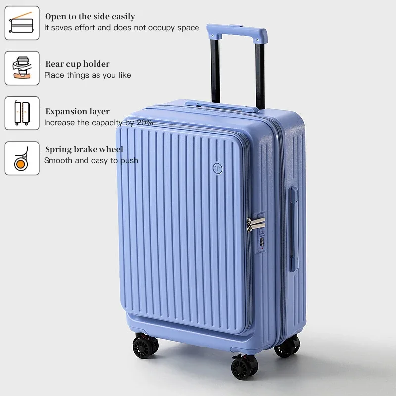ensemble de bagages à roulettes rigide extensible avec ouverture latérale – valises à main et à carreaux, anti-choc et verrouillage par mot de passe