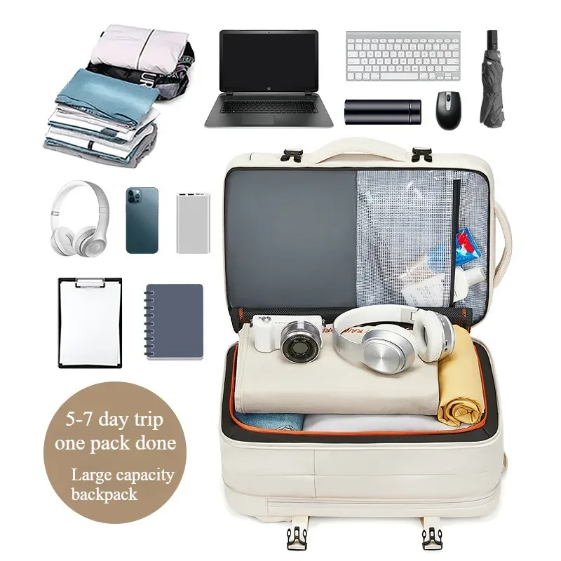 sac à dos de voyage décontracté pour femme, avec compartiment humide/sec, grande capacité, extensible, pour ordinateur portable, avec port usb
