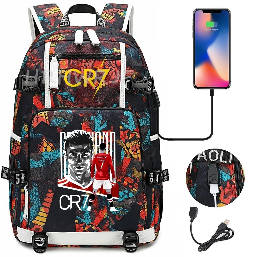 sac à dos usb cr7 pour superstars du football, sac de voyage pour ordinateur portable, sacs d'école noirs pour hommes, sacs d'école pour étudiants, mochilas, cadeau