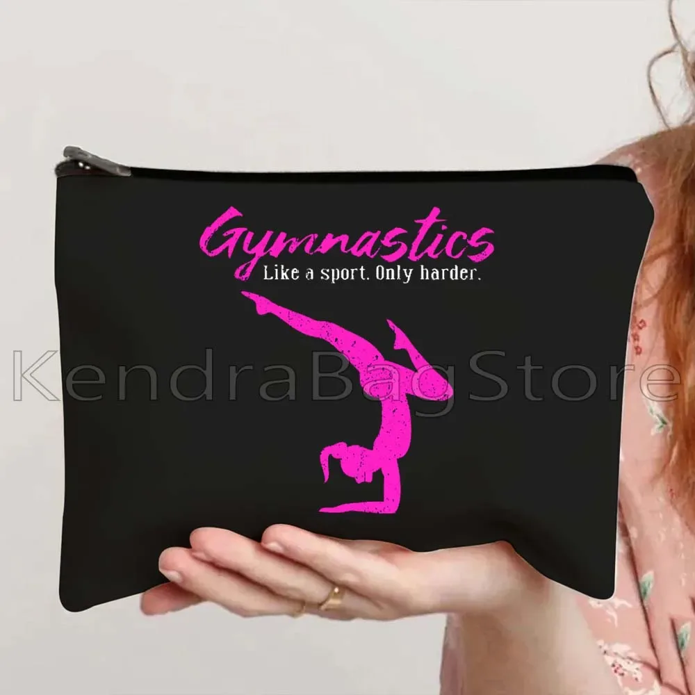 rétro culbutage gymnastique fille sport danseur toile maquillage cosmétique trousse de toilette gymnaste cadeau balance faisceau trousse à crayons pochette à fermeture éclair