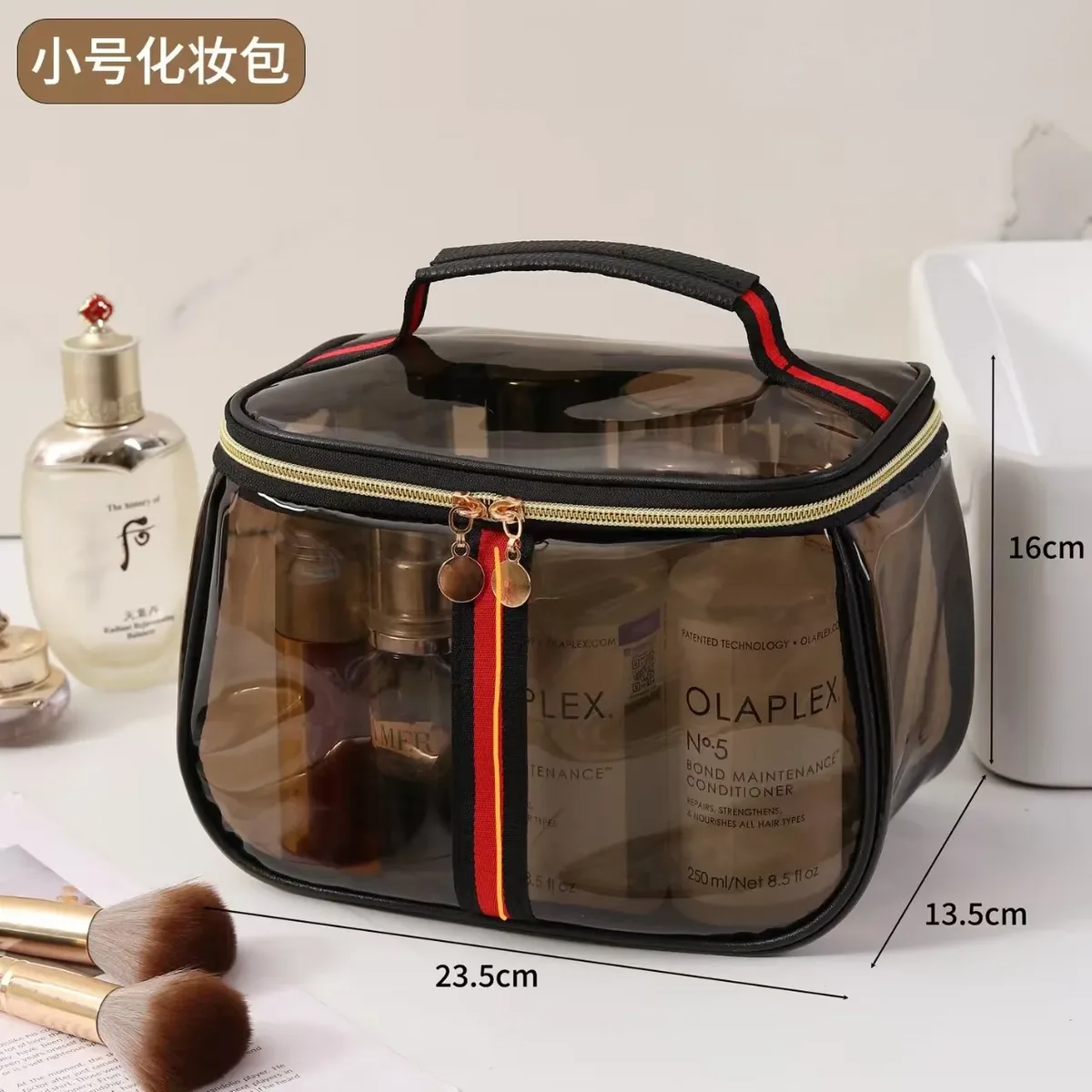 trousse de toilette de voyage grande capacité imperméable style rétro, sac de plage, pochette de maquillage pour voyages en plein air et vacances à la plage