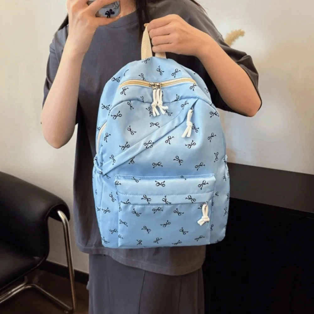 sac à dos en toile avec nœud, bretelles réglables, grande capacité, sac d'école pour étudiants, sac de rangement, sac à bandoulière de style japonais pour adolescents