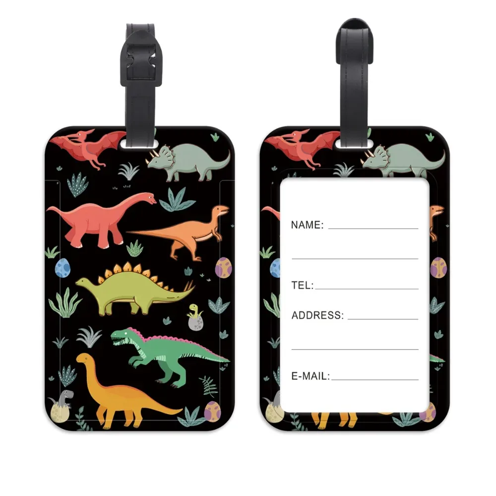 porte-étiquette de bagage anti-perte en plastique, porte-badge artistique pour valise et sac à dos, porte-carte d'identité avec motif chats mignons