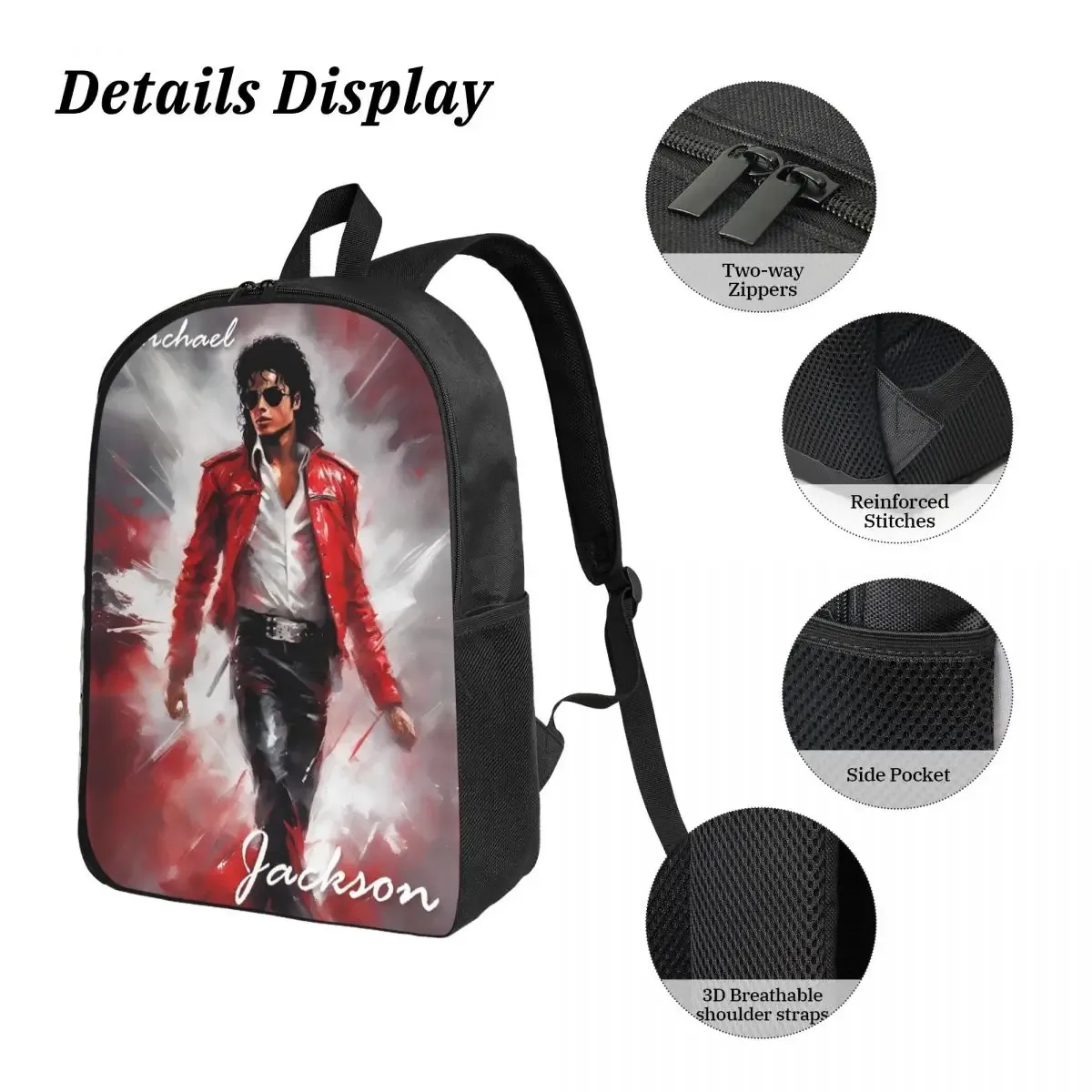 sac à dos mj 3 pièces/ensemble pour étudiant, sac à dos pour lycée, sac à lunch, trousse à crayons
