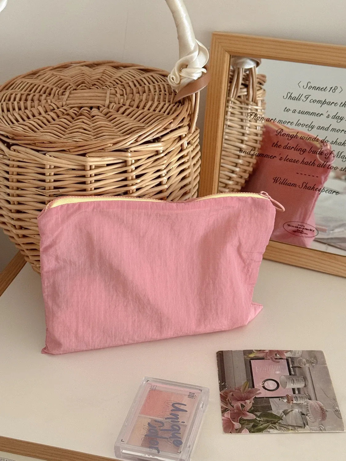 pochette de maquillage airfriend simple pour femme, grande capacité, organiseur de voyage, mini sac de rangement pour rouges à lèvres et maquillage