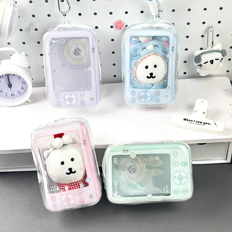 Sac de rangement pour poupée en coton, ours auto-déversible, anti-poussière, haute transparence, idéal pour prendre des jouets, organisateur de jouets en peluche en plein air