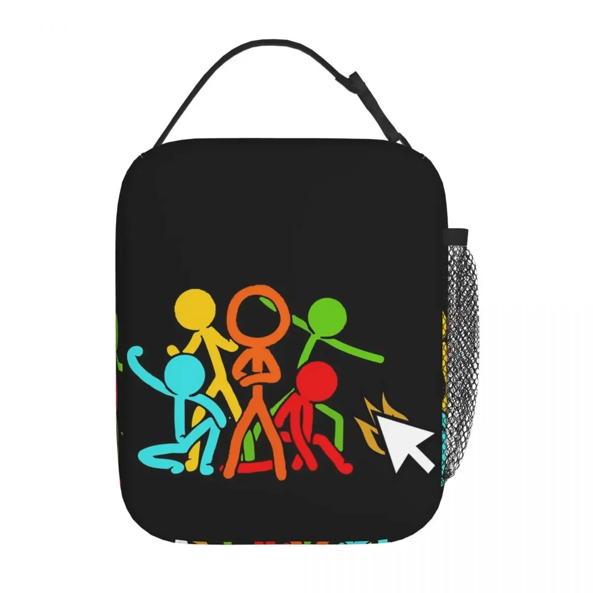 five stick figures alan becker gaming sac à lunch isotherme pour enfants, boîte à nourriture thermique pour l'école, sac fourre-tout, boîtes à lunch, conteneur