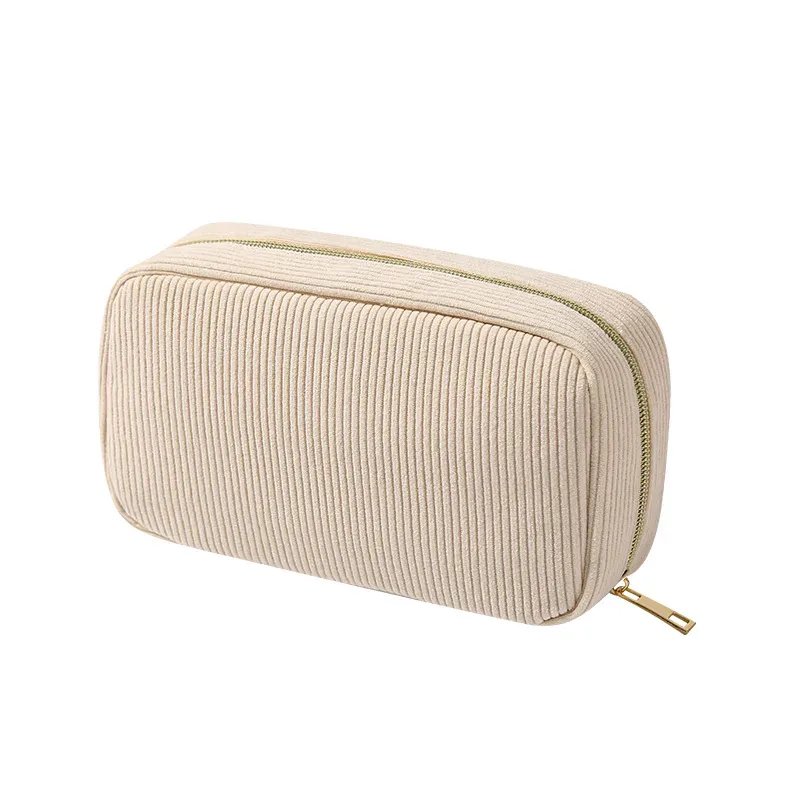 nouvelle trousse de maquillage minimaliste en velours côtelé, grande capacité, sac de rangement pour cosmétiques de voyage, trousse de maquillage pour femmes