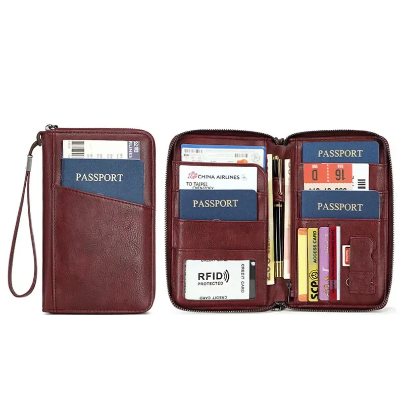 Nouveau portefeuille à Clip pour passeport de voyage pour femmes et hommes, porte-cartes multifonctionnel en cuir PU RFID, portefeuilles antivol, sac de rangement