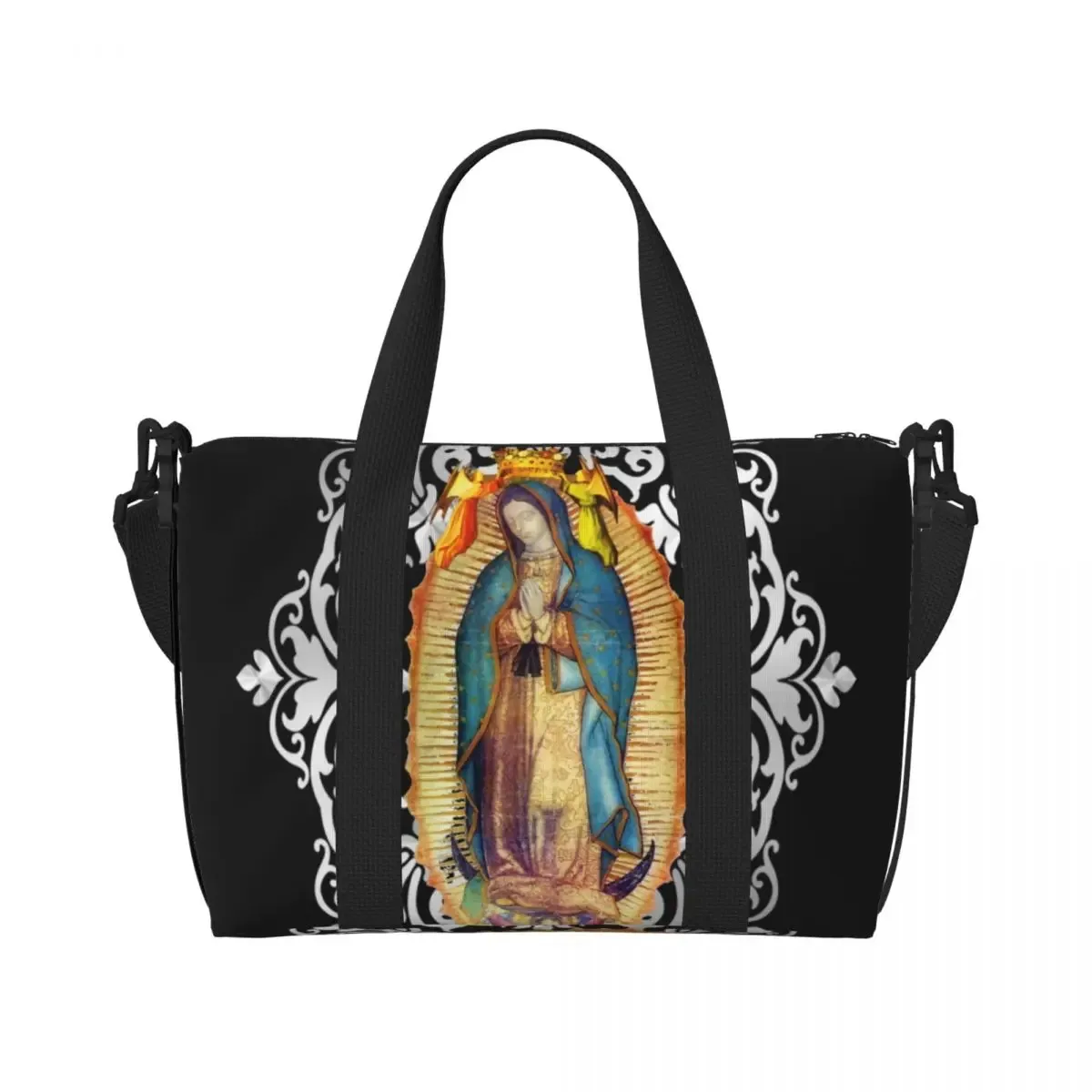 sac fourre-tout personnalisé vierge marie d'élissa upe pour femme, grande capacité, saint catholique du mexique, sacs de voyage pour salle de sport de plage