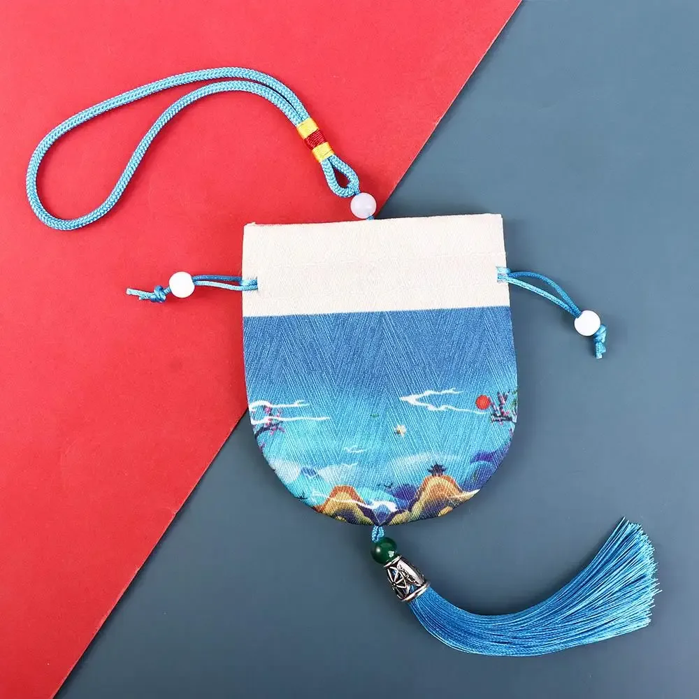 pochette multicolore en tissu avec cordon de serrage, étui pour colliers, sac de rangement de style chinois à fleurs, pochette pour bijoux pour femmes, sachet vide