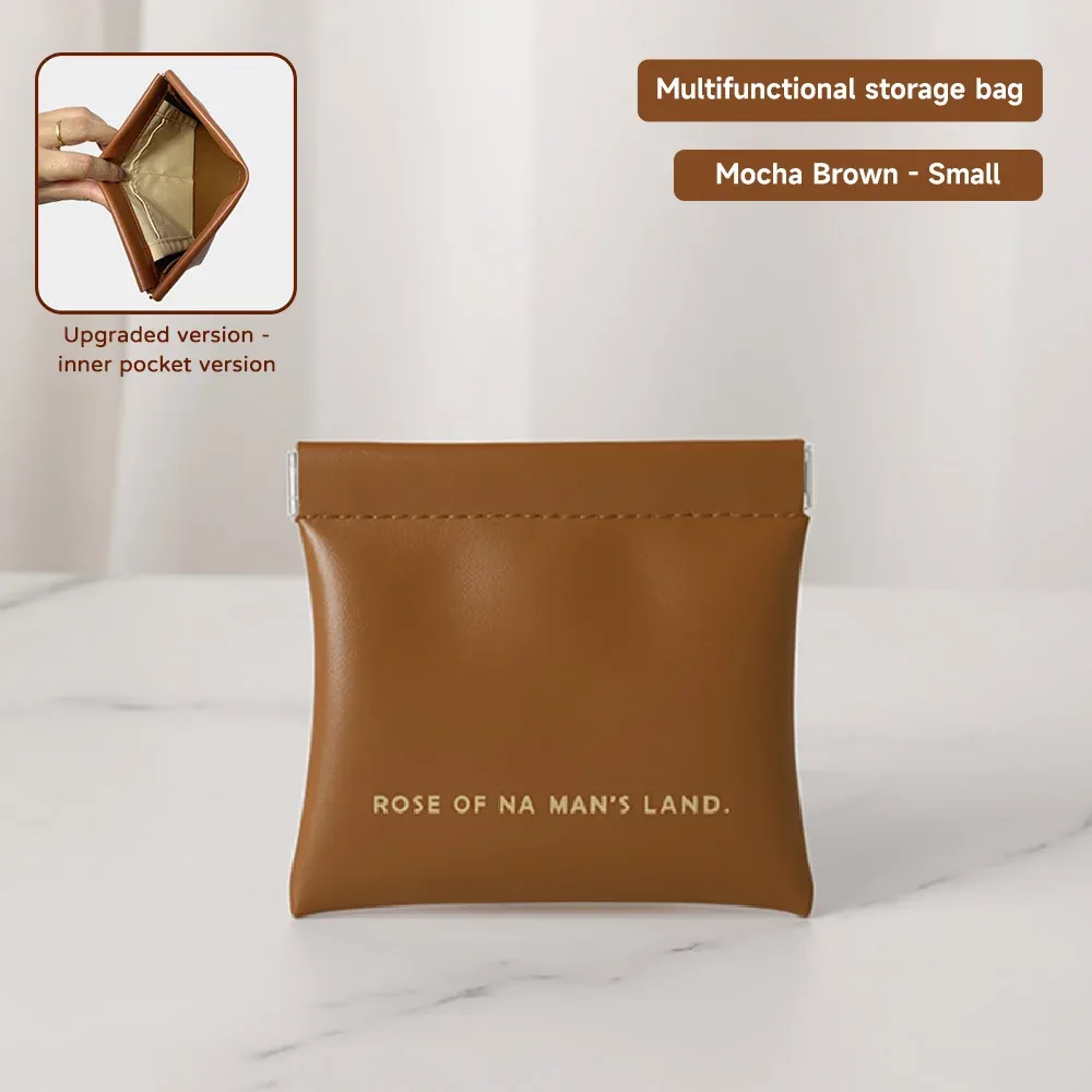 sac de rangement multifonctionnel tendance avec fermeture automatique, porte-monnaie en pu pour écouteurs filaires, mini sac portable pour rouge à lèvres et maquillage