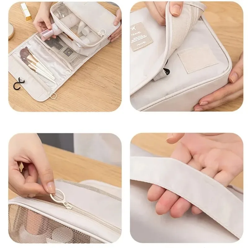 sac de maquillage suspendu multifonctionnel de voyage, avec sac lavable suspendu, sac de rangement portatif de séparation sèche et humide de grande capacité