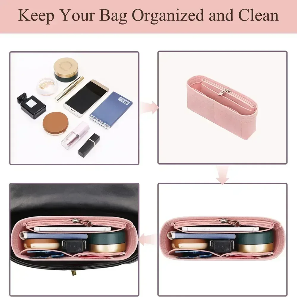 organisateur de sac en feutre pour mini sac fourre-tout timid, insert de rangement intérieur pour sacs à main, organisateur de sacs de taille mini