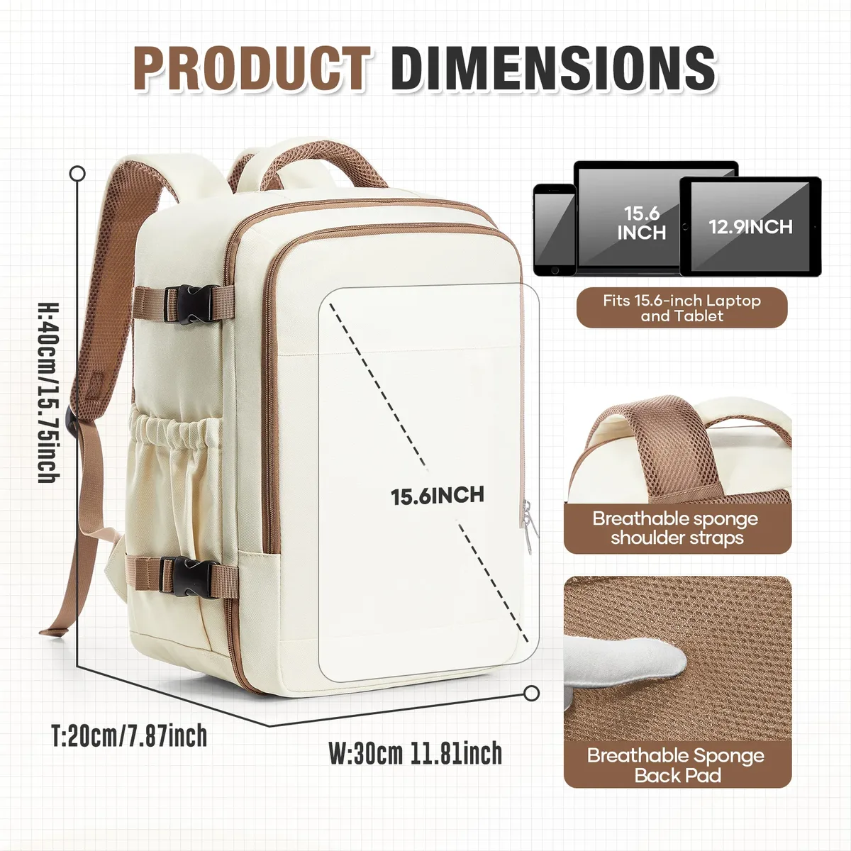 nouveau wizair ryanair 40x30x20 sac à dos de voyage bagage à main sac de cabine affaires courtes distance 15.6 ''sac à dos pour ordinateur portable pour hommes femmes