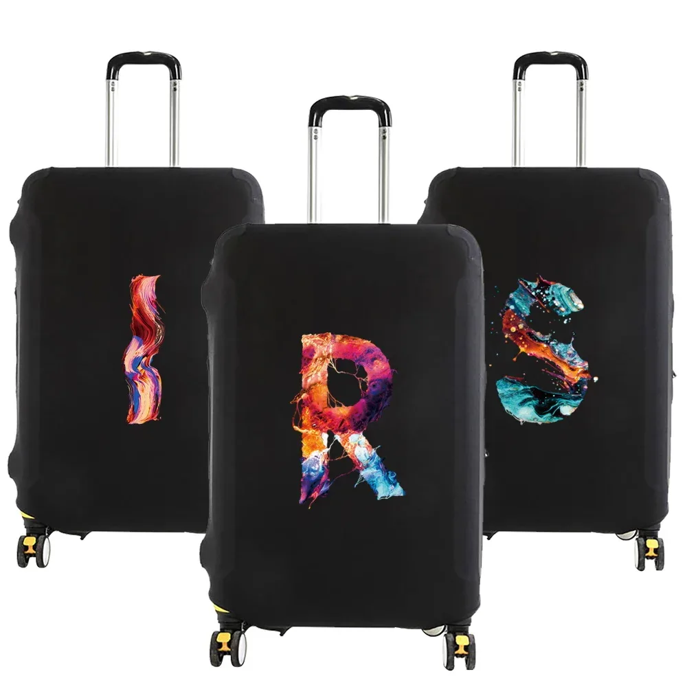 Juste de protection pour bagages, peinture à la mode, série 26 lettres, motif de valise, sacs à poussière élastiques, étui, accessoires de voyage, 18-28 po