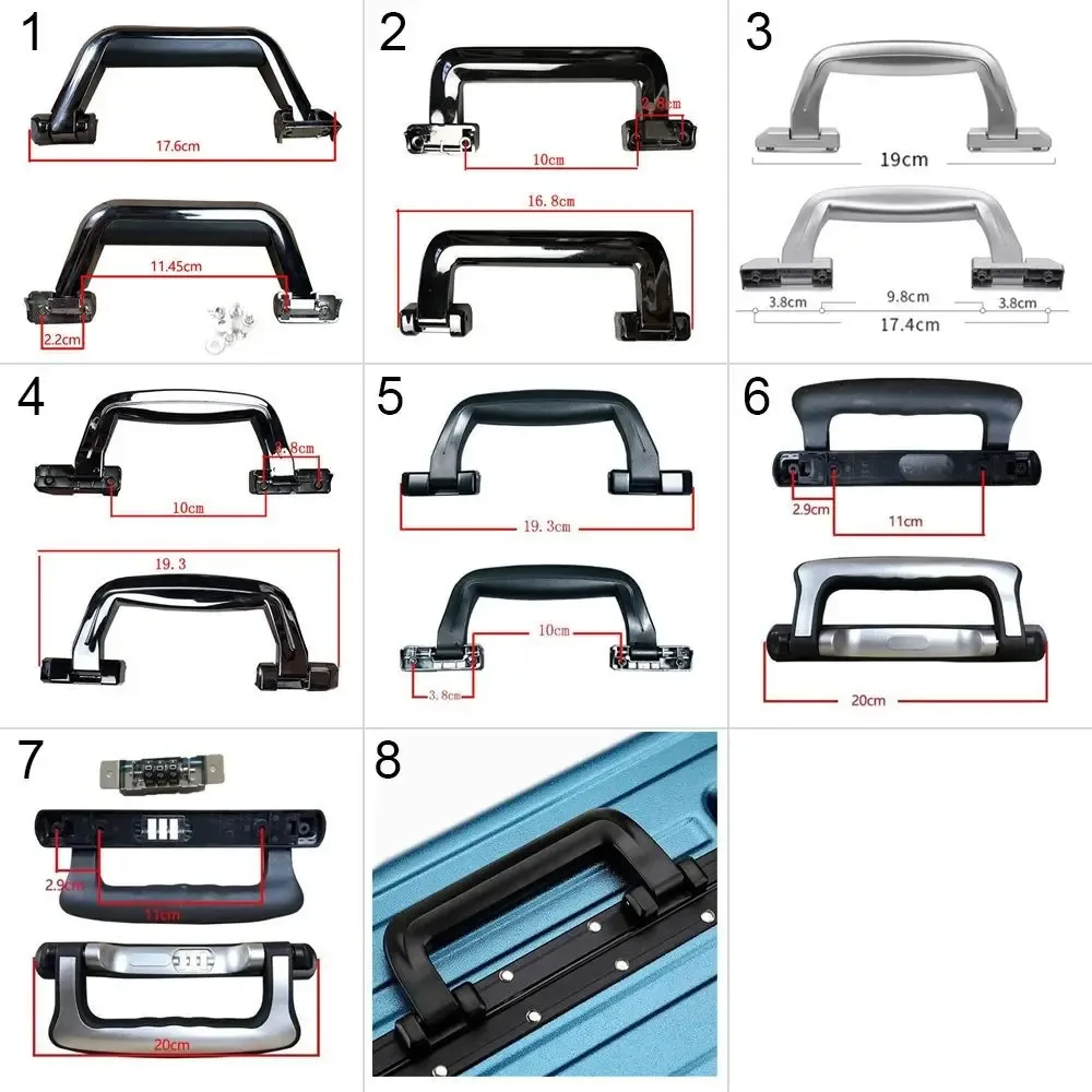 poignée de boîte à bagages en plastique noir et argent, durable, remplacement de valise, poignée de réparation, fournitures de voyage, poignée de transport de bagages