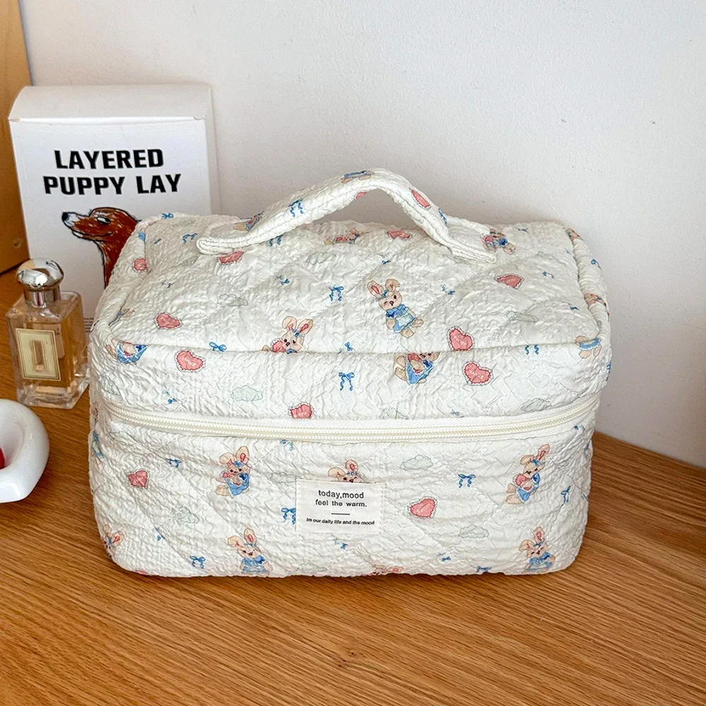 sac à cosmétiques pour femmes, animal de dessin animé mignon, fourre-tout de grande capacité, pochette matelassée, organisateur de voyage, sac à main de rangement de maquillage pour cadeau