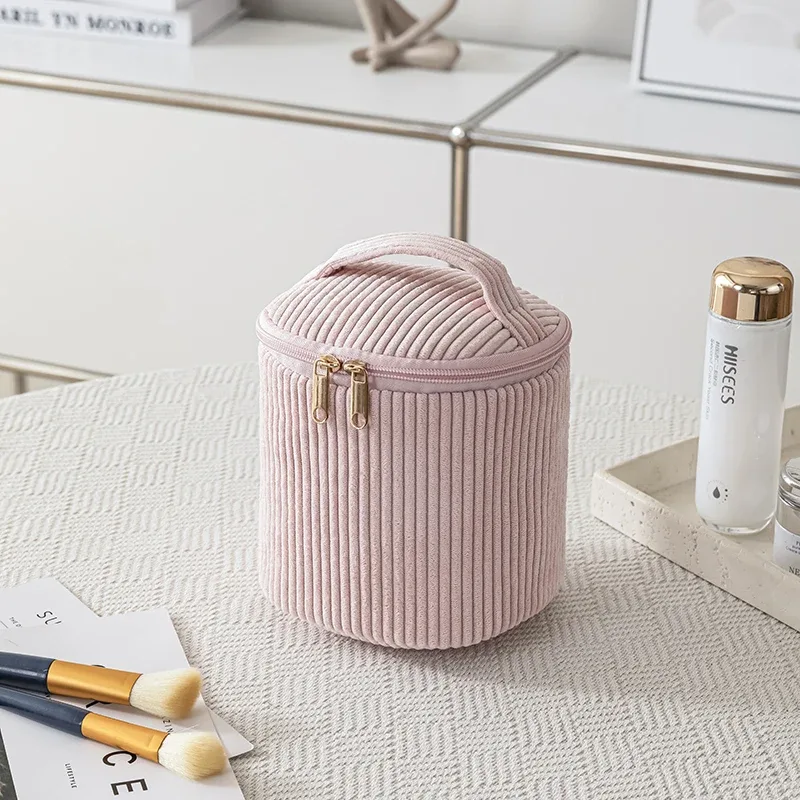 sacs de maquillage en peluche pour femmes, trousse à cosmétiques à fermeture éclair à carreaux, étui portable pour poudres de stockage d'évaluation cosmétique