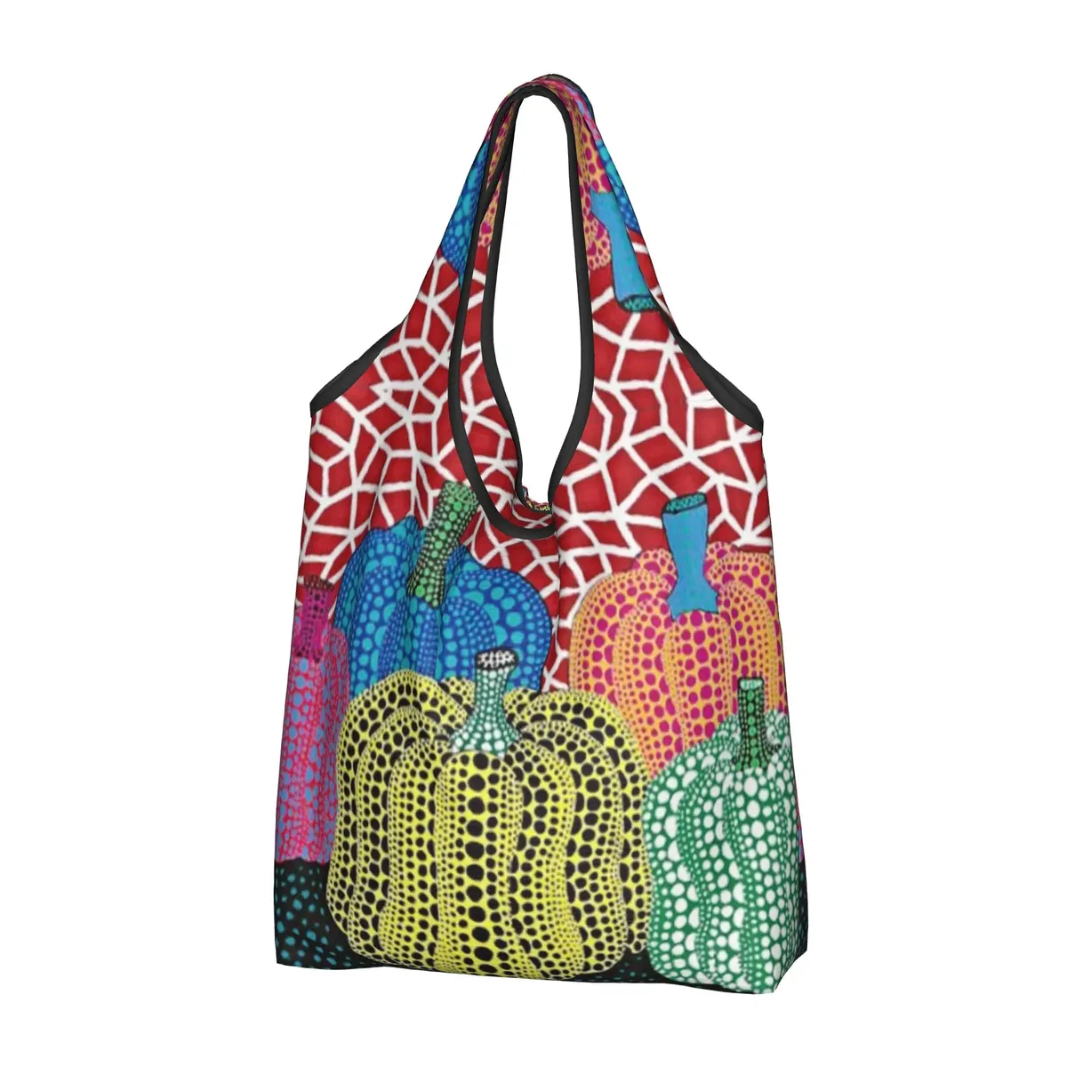 sac de courses abstrait yayoi kusama, sac fourre-tout mignon à bandoulière, grande capacité, sac à main portable à pois