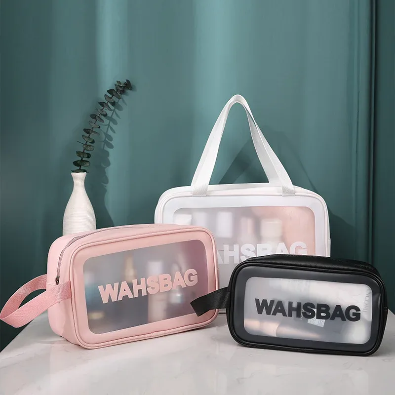sac de lavage de voyage portable pour femmes, pochette de rangement transparente et étanche pour maquillage, organisateur de cosmétiques de grande capacité, étui de beauté pour femmes