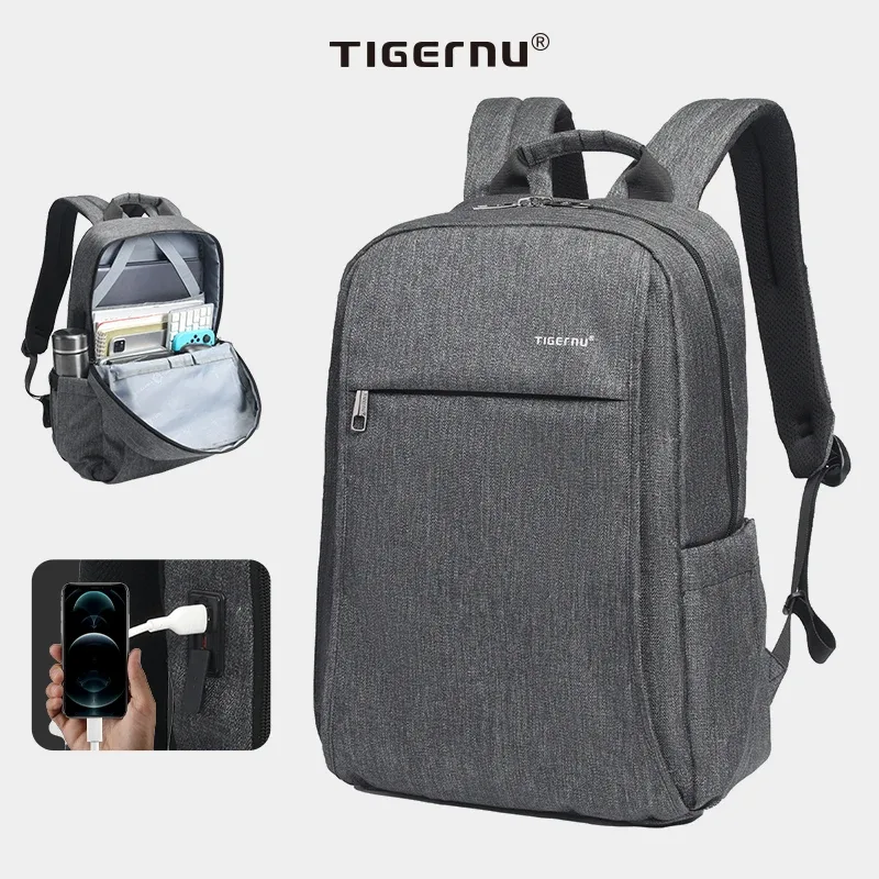 tigernu sacs de dégagement hommes sac à dos antivol usb charge 15.6 pochette d'ordinateur mochilas féminin mâle sac à dos cahier cartable