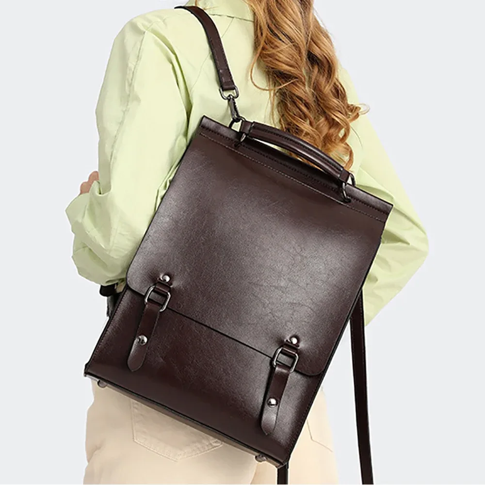 Sac à dos en cuir véritable pour femmes, sac à bandoulière pour livre, sacs d'école en véritable peau de vache, sac à dos pour ordinateur portable, sacoches à bandoulière
