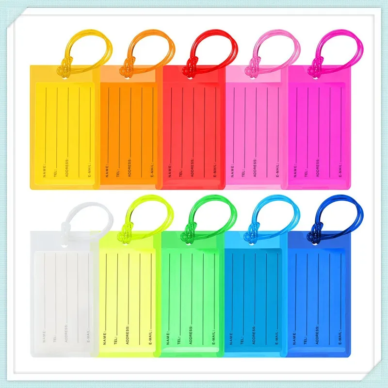 porte-étiquette de bagage fluorescent en pvc, coloré, pour carte d'embarquement, étiquette de voyage, housse de carte, anti-perte pour avion