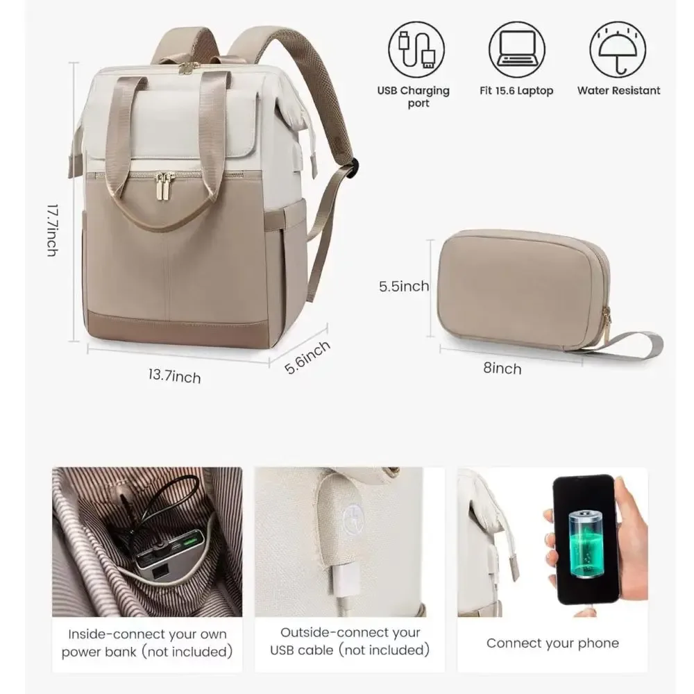 nouveau sac à dos polyvalent et simple pour femme, idéal pour les voyages transfrontaliers, grande capacité, couleur crème