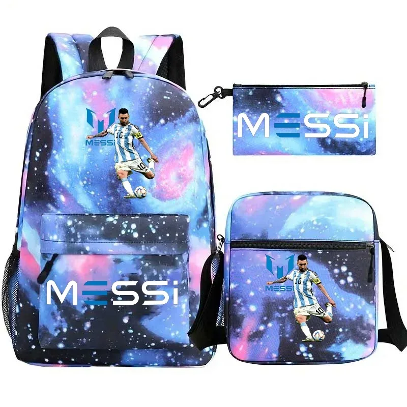 lot de 3 sacs à dos messi en nylon, simples, pour le sport, avec compartiment pour ordinateur portable, sacs à dos décontractés pour l'école, les voyages et les trajets quotidiens