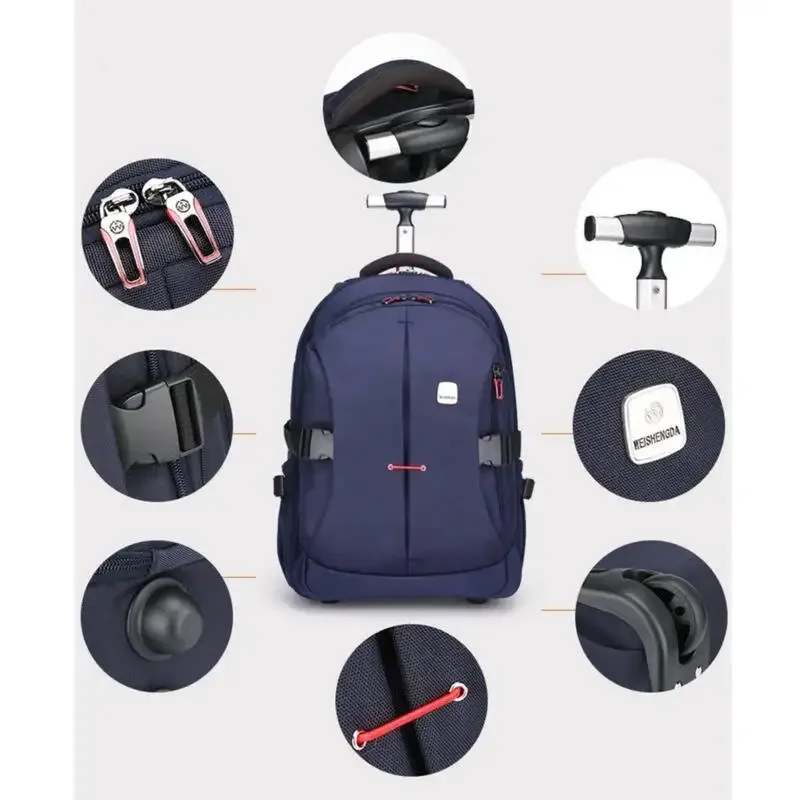 sac à dos à roulettes, sac de voyage pour banlieue, bagages de voyage, sac d'ordinateur d'affaires, sac à dos de grande capacité, roulant léger