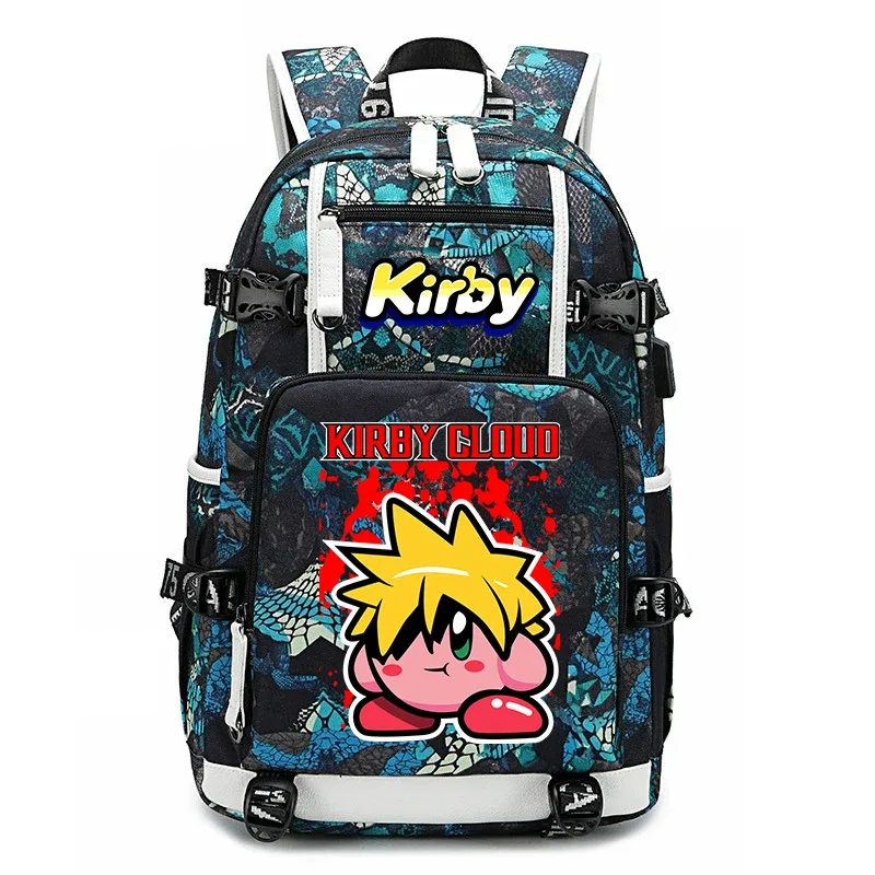 sac à dos d'étudiant imprimé dessin animé kirby, sac d'école de voyage de grande capacité pour enfants et adolescents