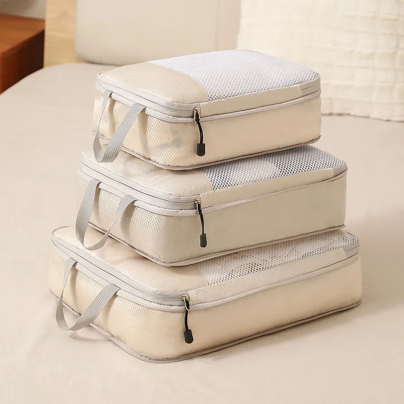 lot de 3 cubes de compression de voyage, organisateur de bagages, essentiels de voyage, cubes de compression pour bagages à main