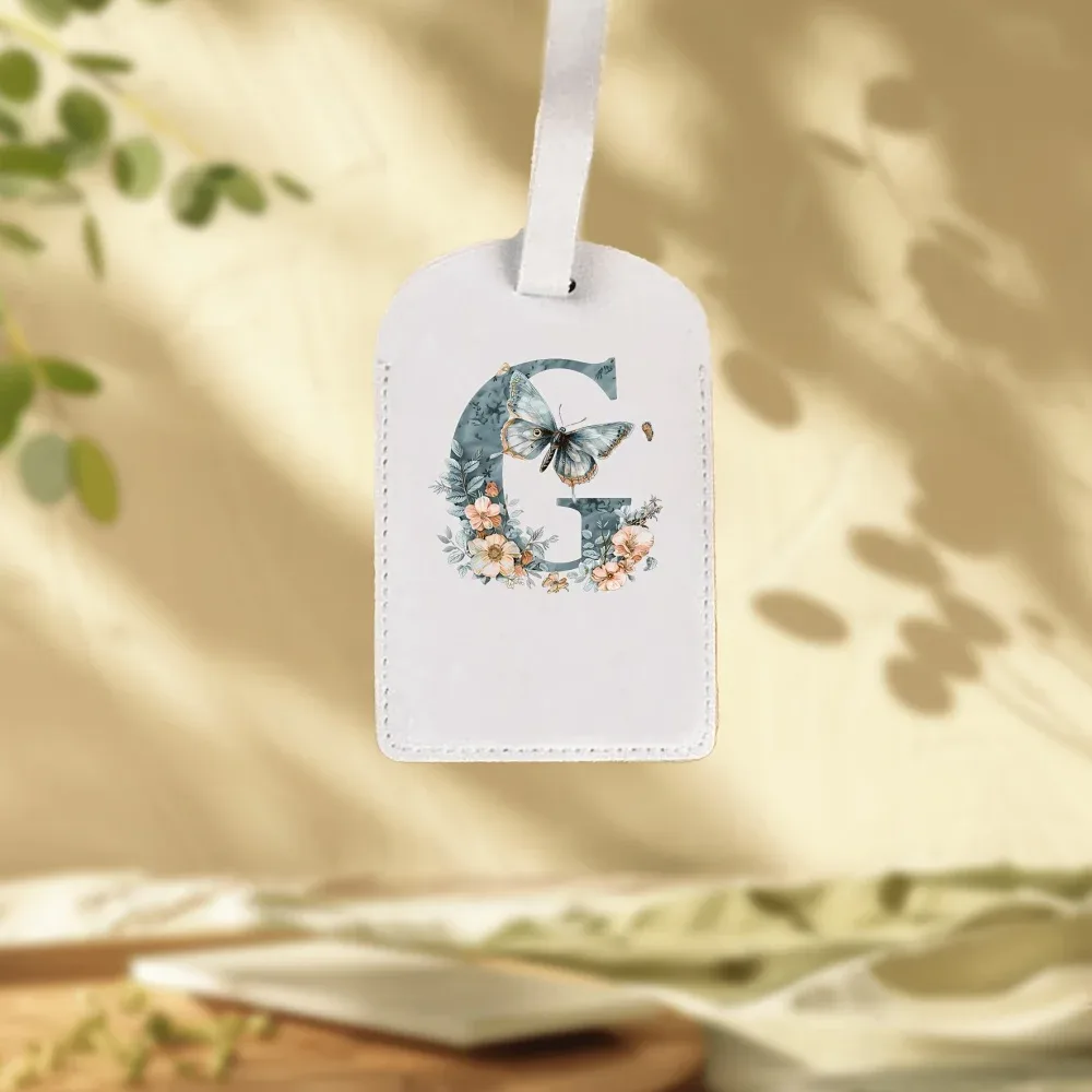 étiquettes de bagages blanches personnalisées adaptées aux valises, aux vêtements et aux bijoux - nom/logo/texte, 26 étiquettes florales et alphabétiques