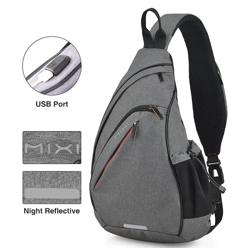 mixi hommes une épaule sac à dos femmes sac à bandoulière bandoulière usb garçons cyclisme sport voyage polyvalent mode étudiant école