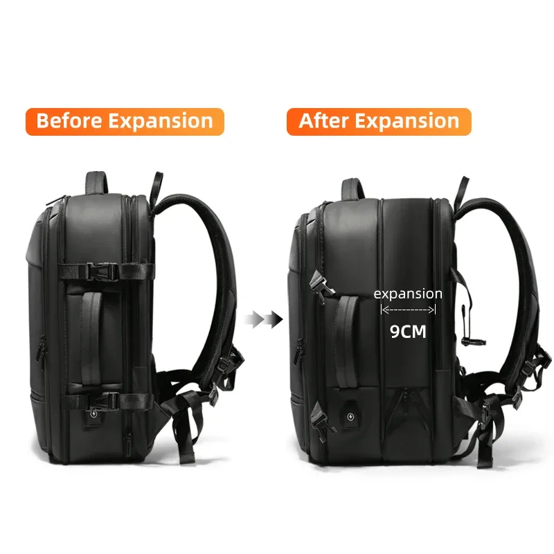 fenruien sac à dos hommes 17.3 pouces sacs à dos pour ordinateur portable extensible usb charge grande capacité voyage sac à dos avec sac étanche