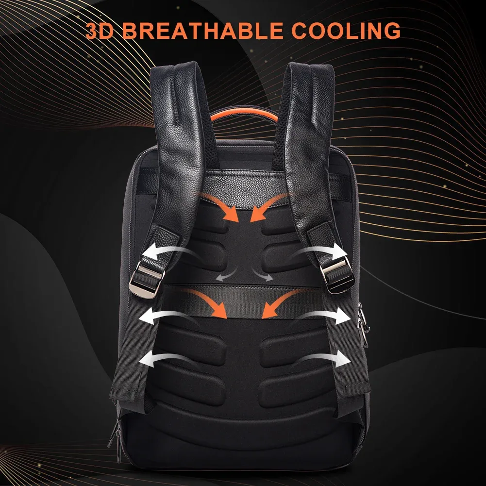 humerpaul-sac à dos durable pour ordinateur portable, en cuir véritable, avec port de chargement usb, pour voyage, multifonctionnel